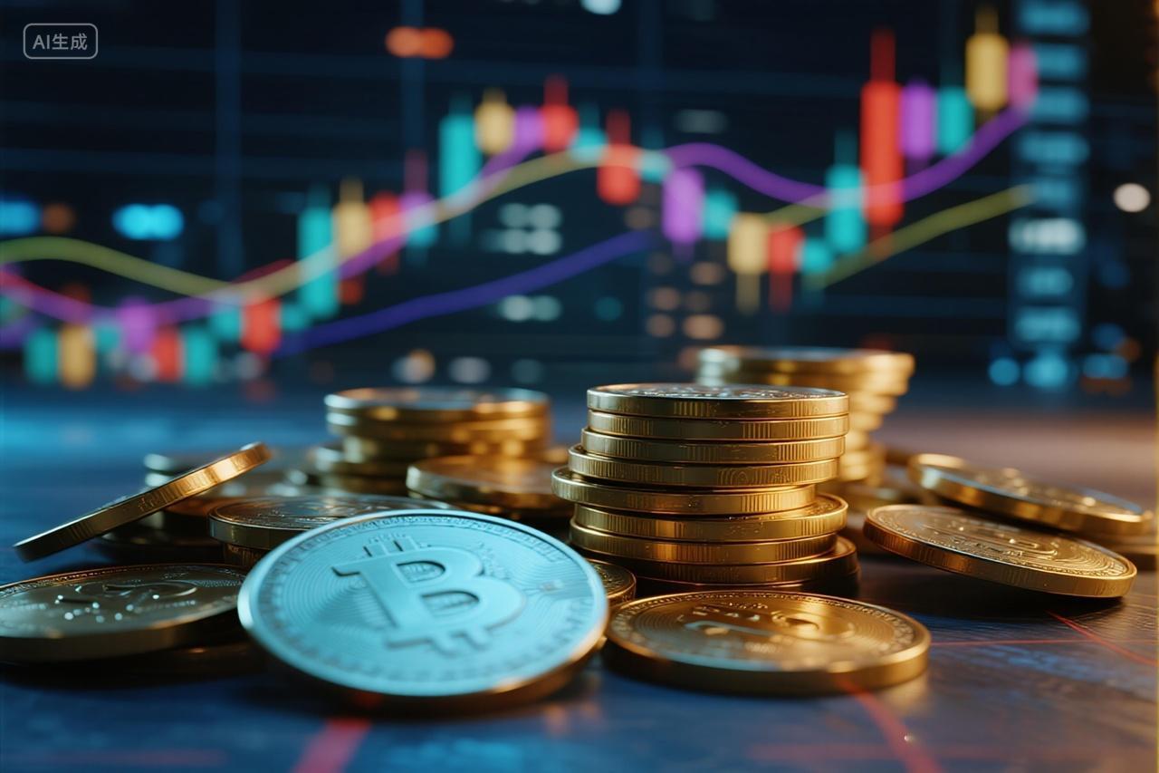 金融投资：比特币与金币的财富图景AI绘图
