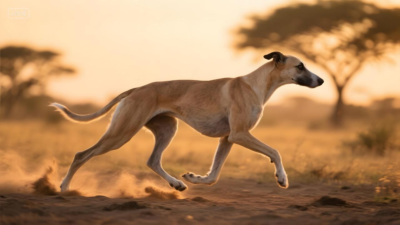 阿扎瓦克犬草地奔跑白天自然风景宠物狗图片