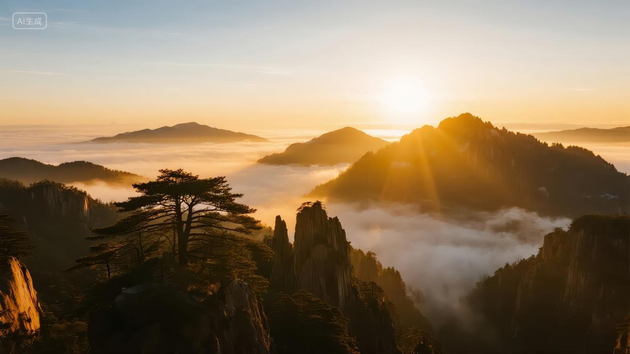 元旦新年日出云海希望励志企业文化背景