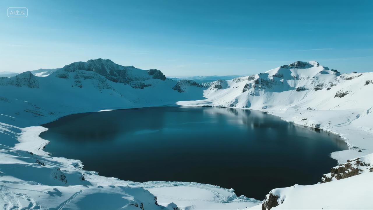 立冬节气雪山冰湖冬季旅游自然风光背景