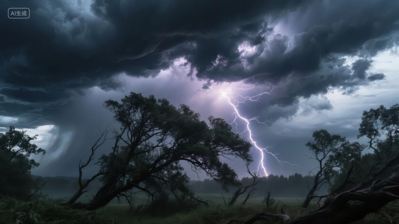 夏至节气雷雨风暴天气自然灾害预警背景图