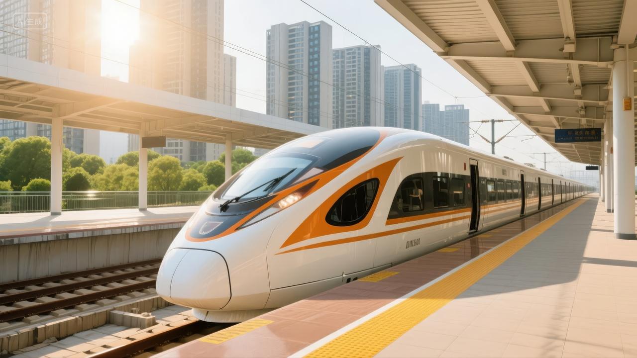 高铁列车站台现代交通出行旅游商务背景