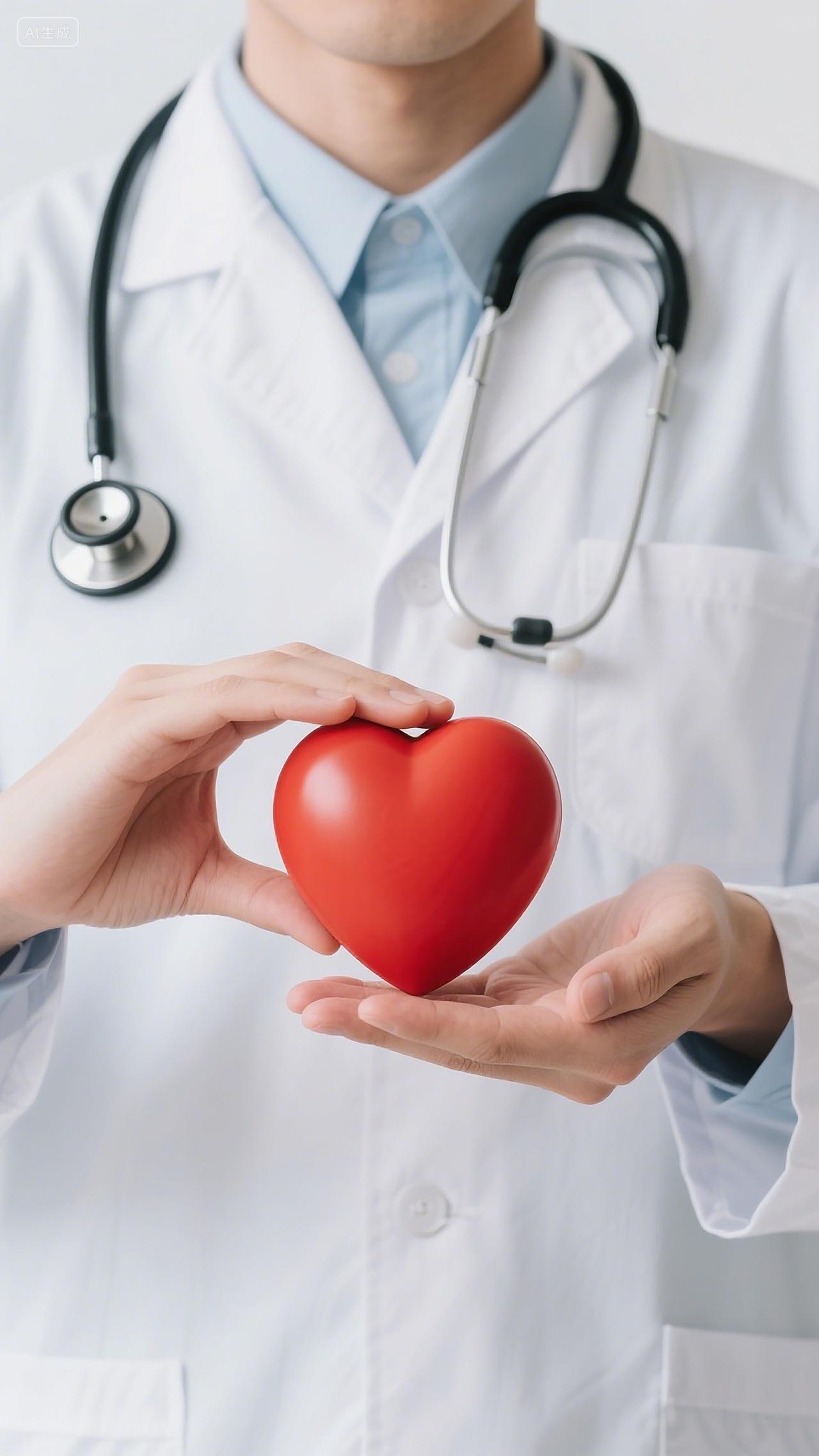 身着医生服医护人员佩戴听诊器医疗从业者心血管医疗心脏健康关怀