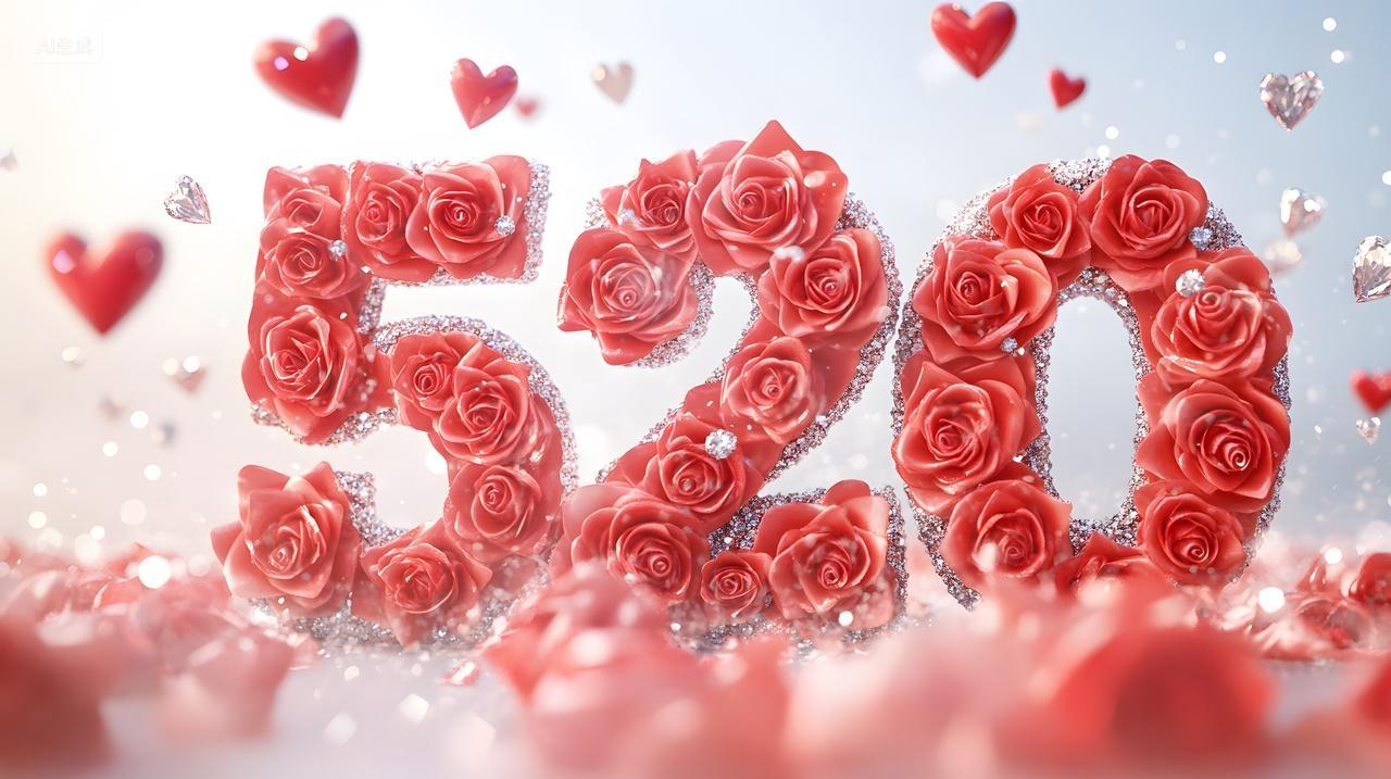 玫瑰与钻石组成520浪漫满溢