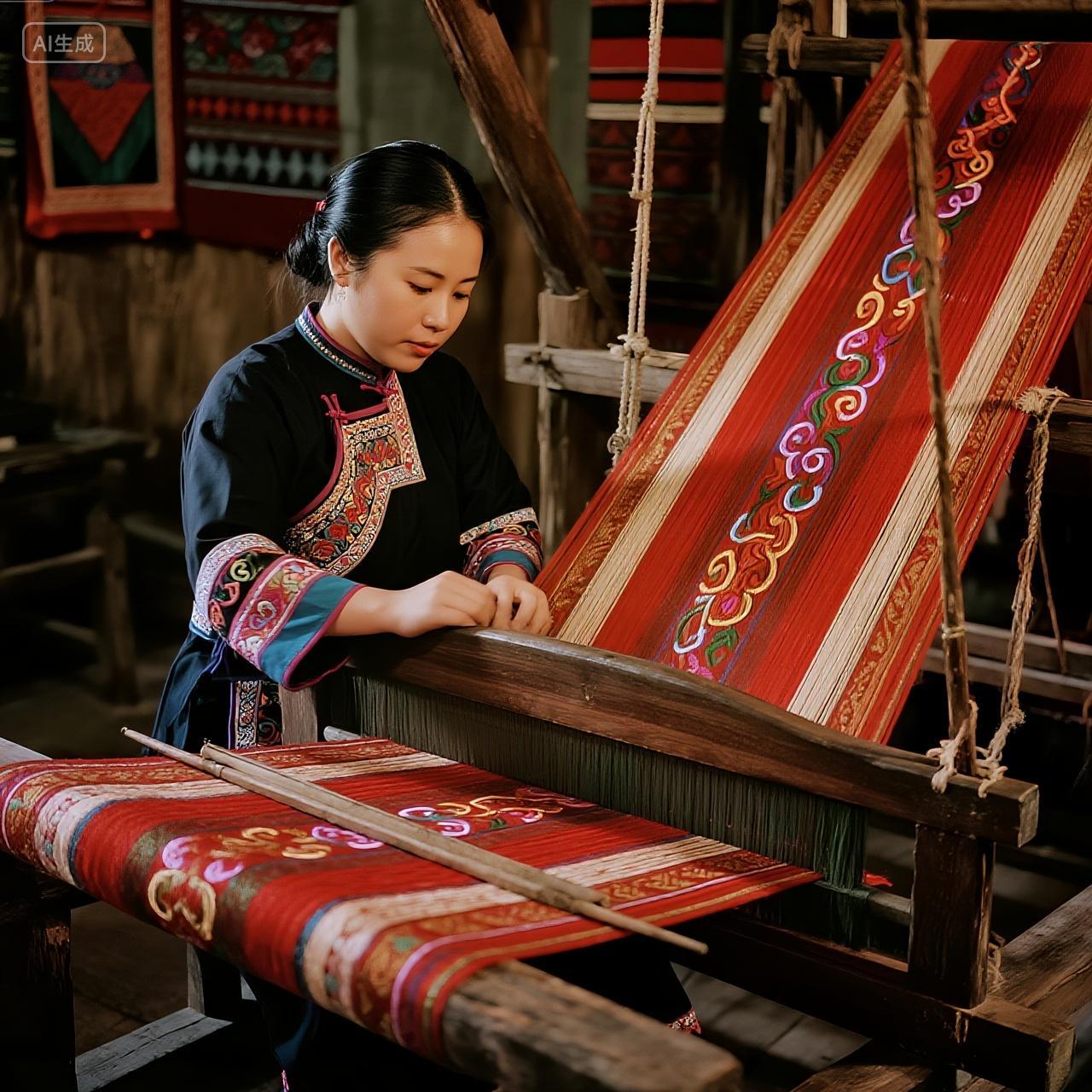 壮锦艺术精美的作品