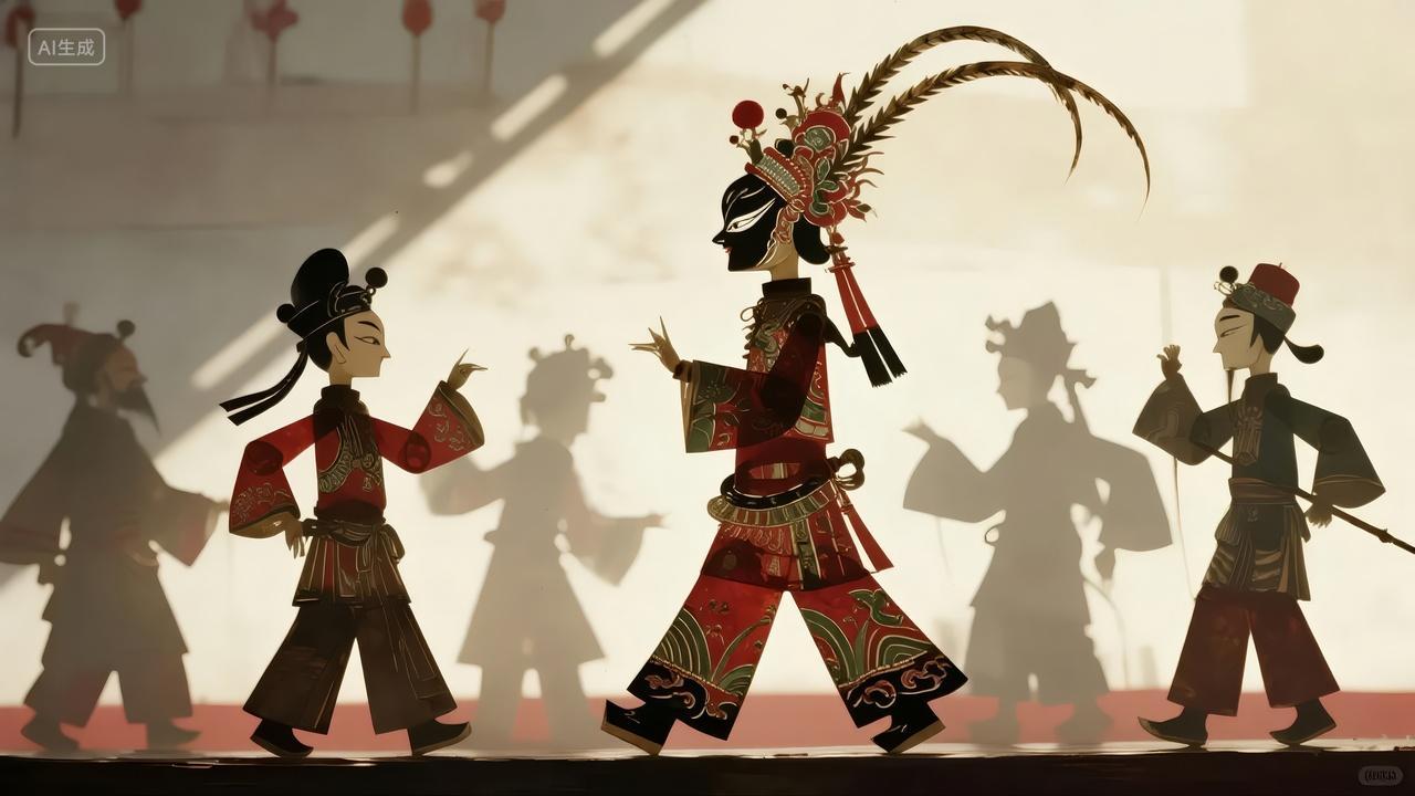 皮影戏非物质文化遗产传统艺术表演背景