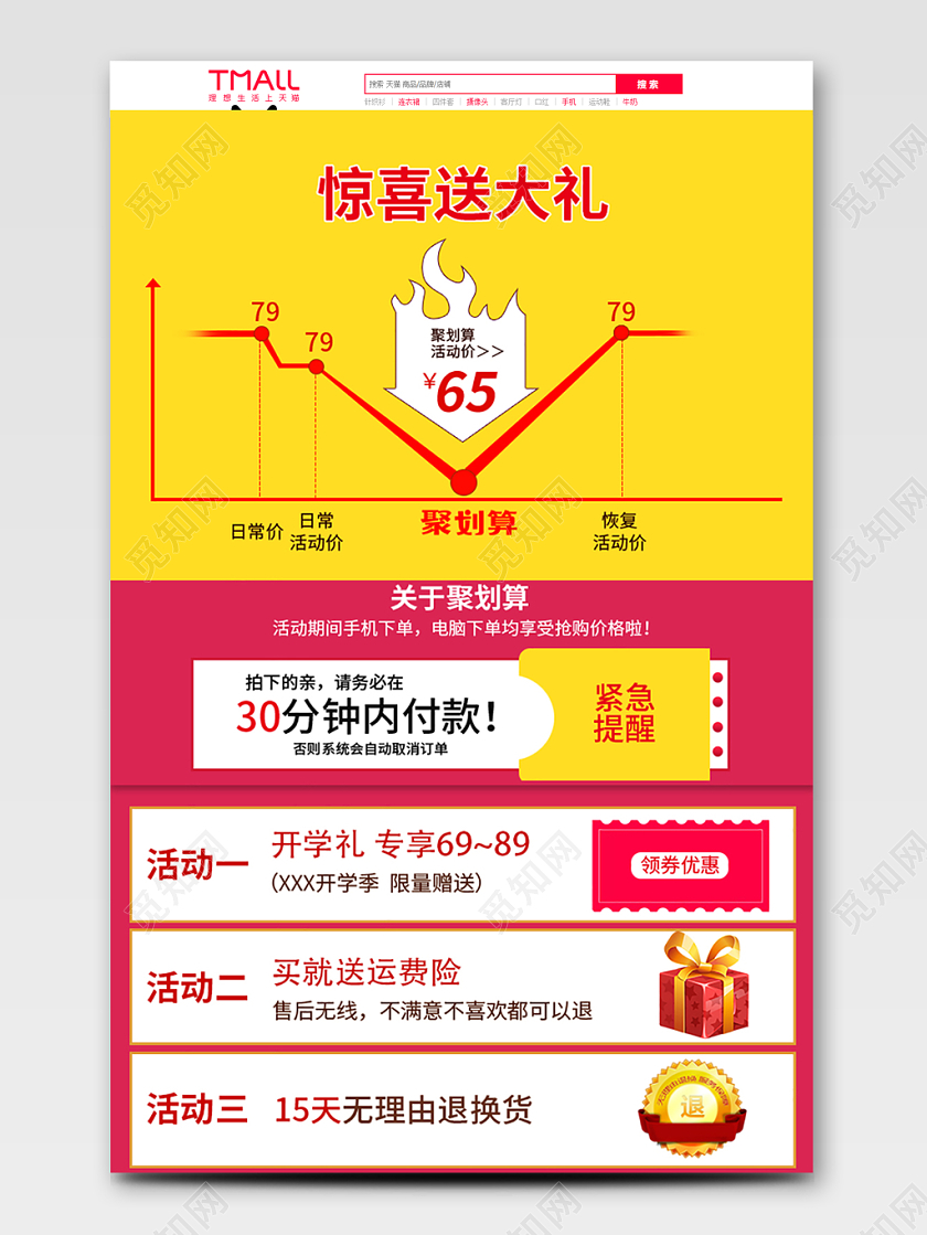 电商淘宝惊喜送大礼促销活动双十一双11价格趋势图