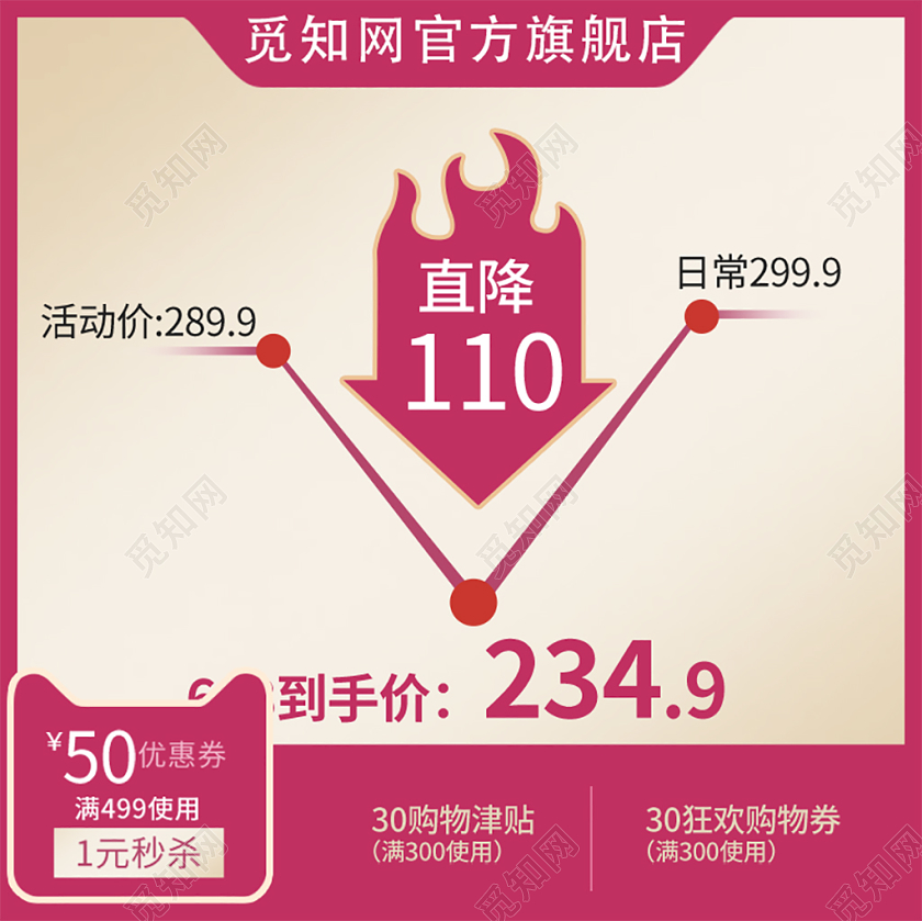 简约简约11促销活动双十一直降100元折线图主图直通车模板