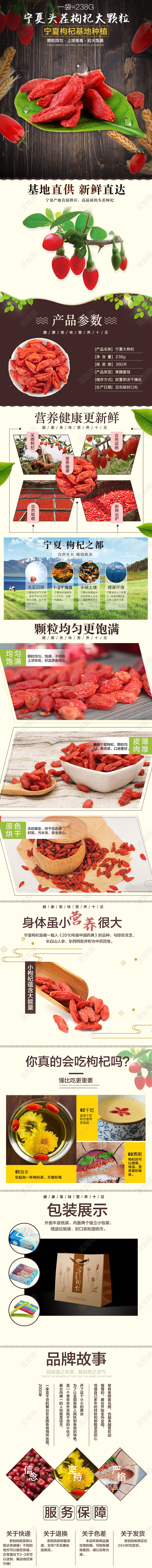 红色大气枸杞养生类通用详情页主页模版