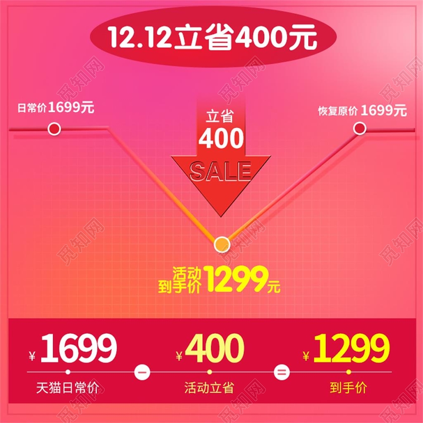 渐变粉红色双十二双12节日天猫促销活动价电商主图直通车