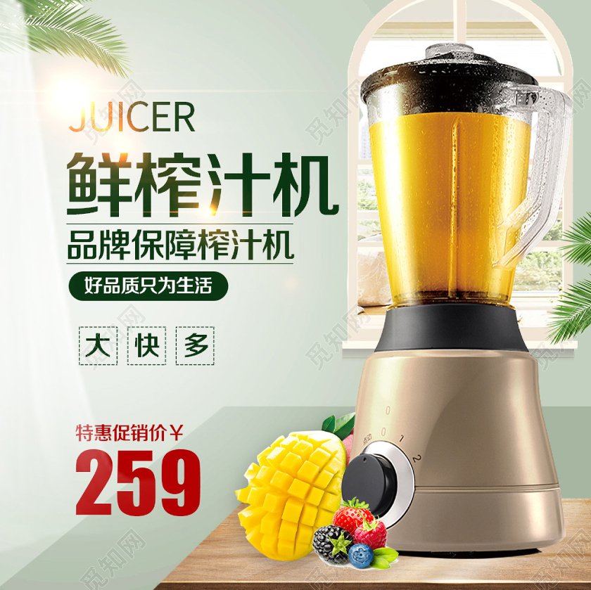 家电类通用鲜榨汁机好品质只为生活主图框直通车促销活动