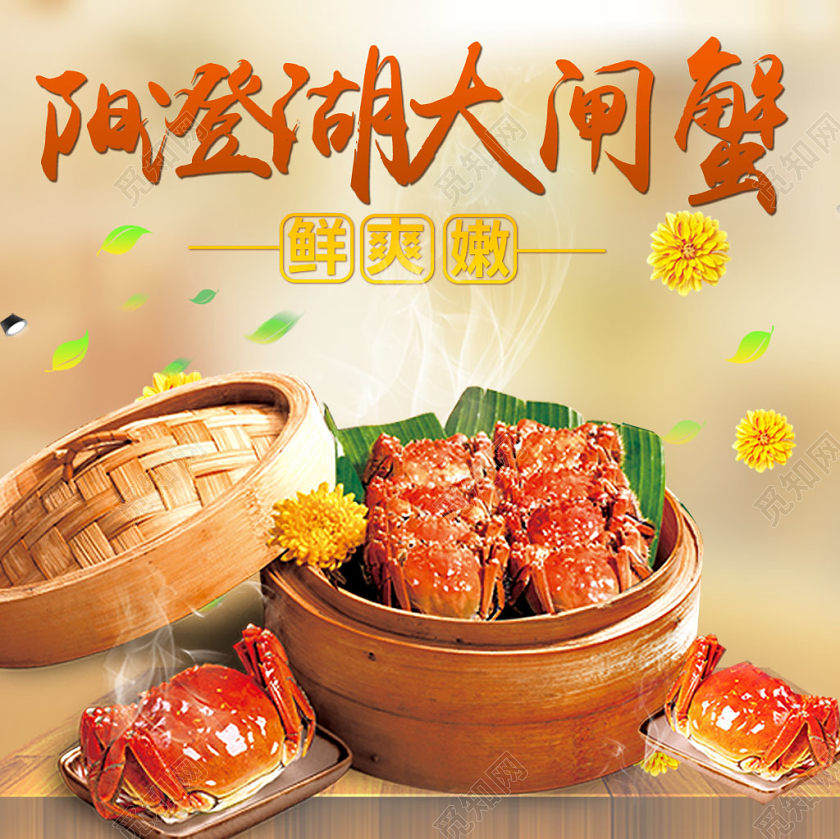 棕色系简洁风阳澄湖大闸蟹鲜爽嫩主图直通车促销活动