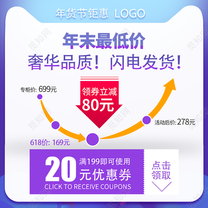 电商淘宝年末最低价闪电发货价格趋势主图直通车促销活动