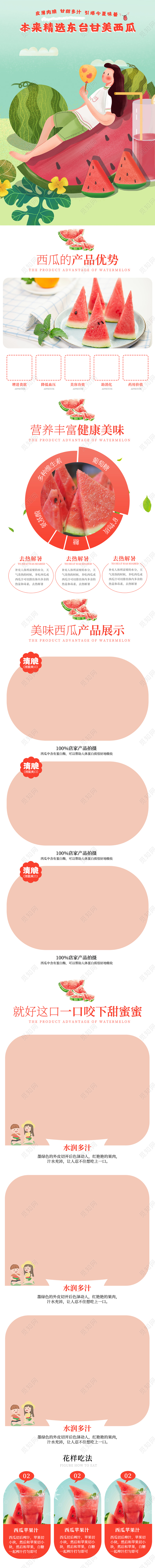 清新简约生鲜水果西瓜通用类详情页模板