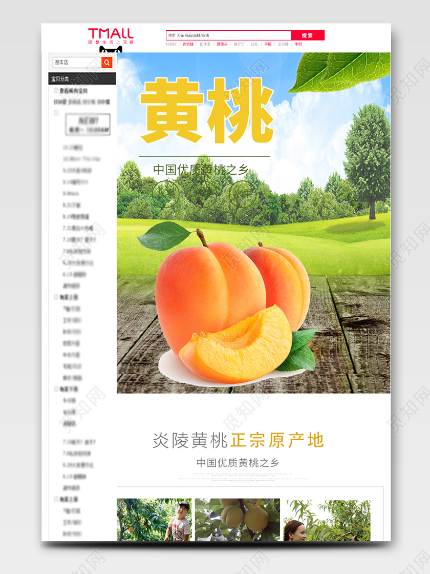 电商淘宝优质黄桃详情页模板水果