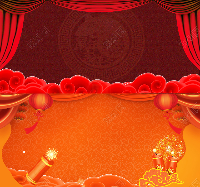 电商淘宝酷炫红色新年通用海报模板新年banner