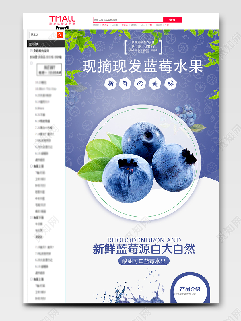 淘宝简约生鲜水果蓝莓详情页首页
