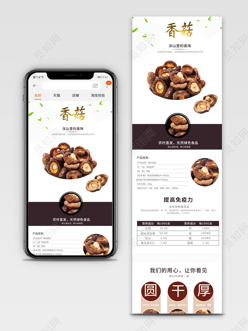电商淘宝简约时尚食品香菇类通用首页模板