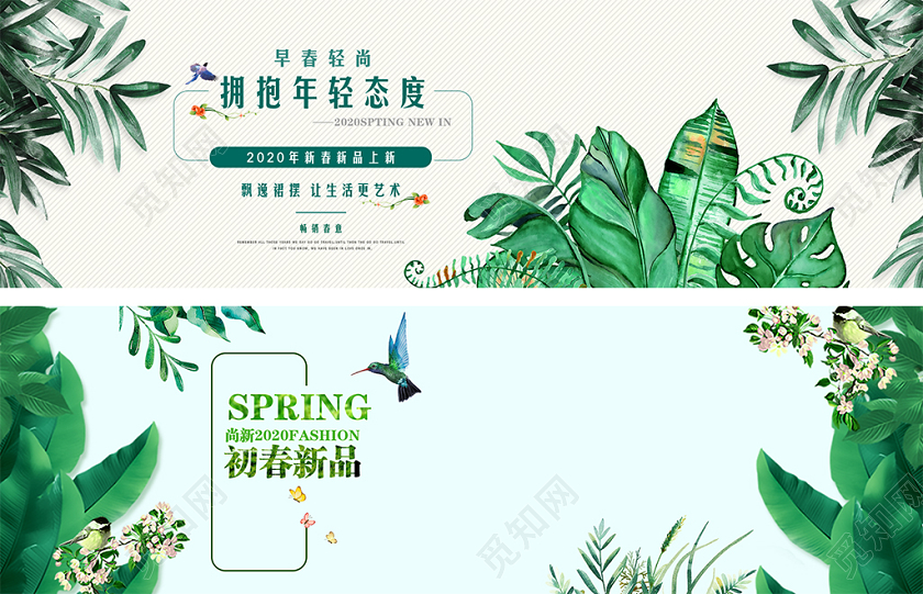 绿色简约风格女装通用早春时尚拥抱年轻态度初春新品banner