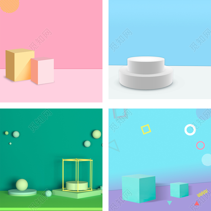 创意清新几何立体场景女装女鞋电商淘宝主图直通车