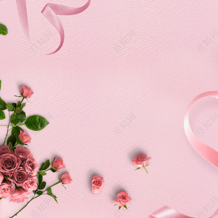 粉色浪漫玫瑰化妆品饰品花卉色彩场景主图直通车