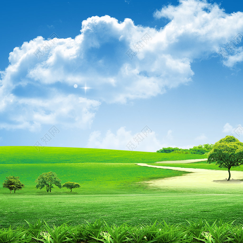 天空清新春季出游草坪山景高端大气主图直通车