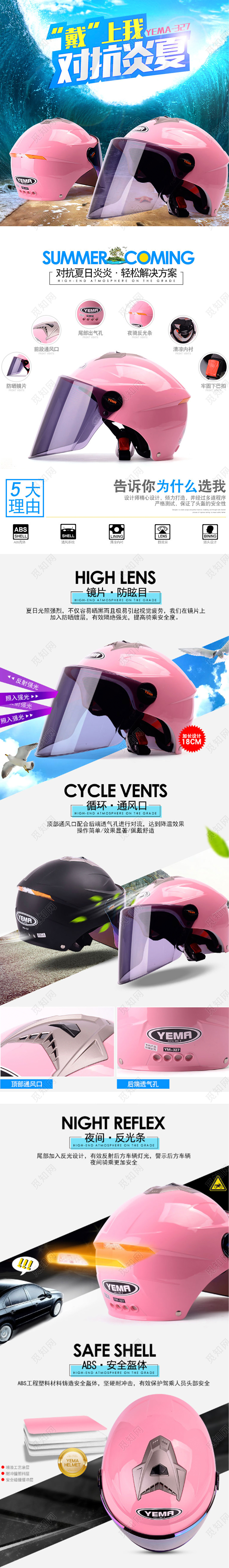 淘宝天猫头盔半盔上新详情页模板