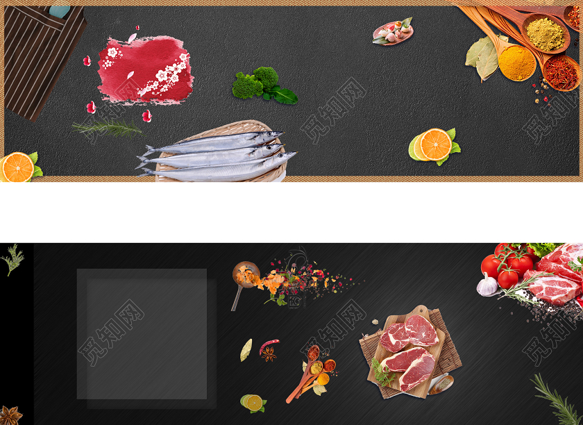 深黑色风格日系美食类零食类生鲜类banner通用模板新疆美食