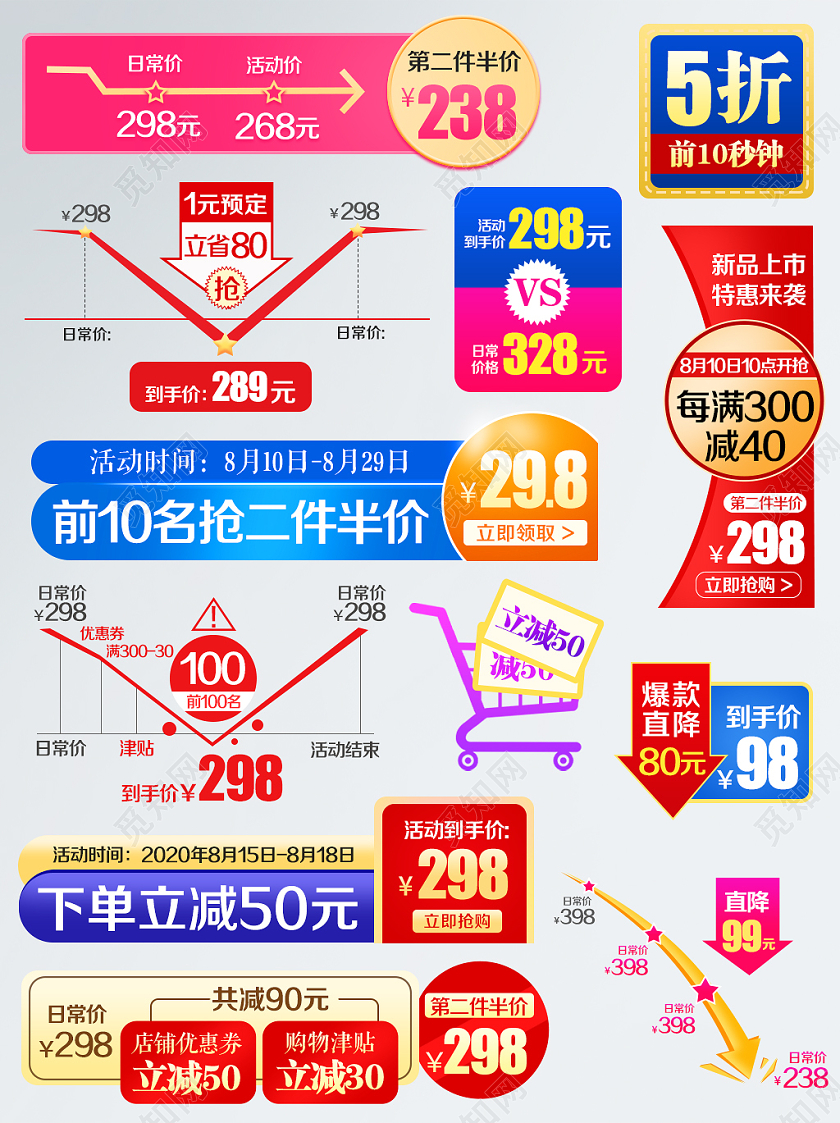 简约风格新品上市特惠来袭爆款直降价格趋势图促销标签