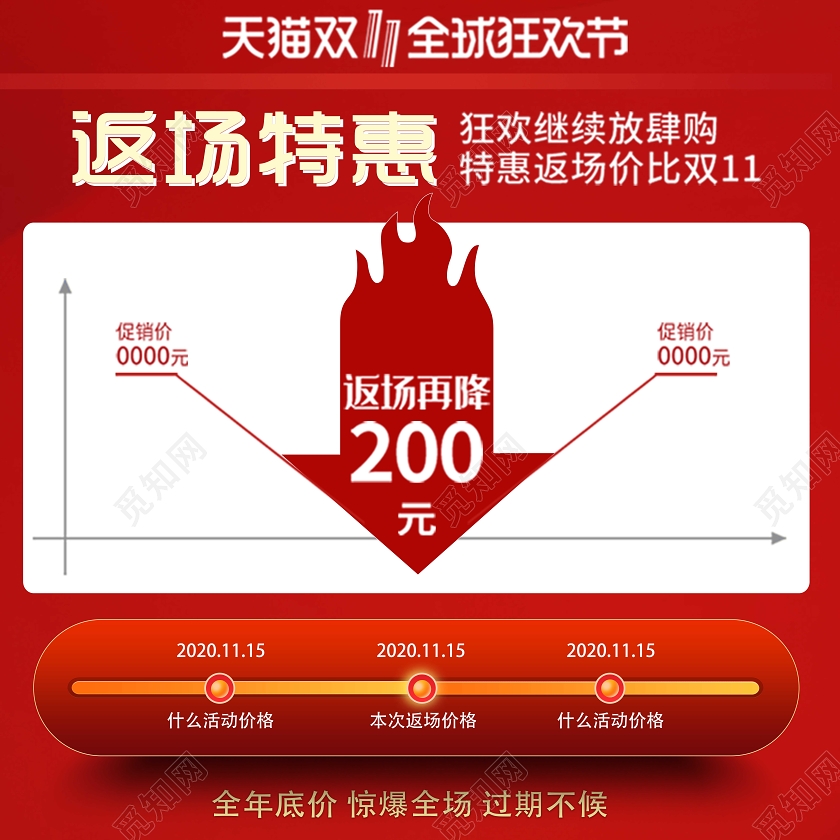 双11简约喜庆风双11返场特惠主图