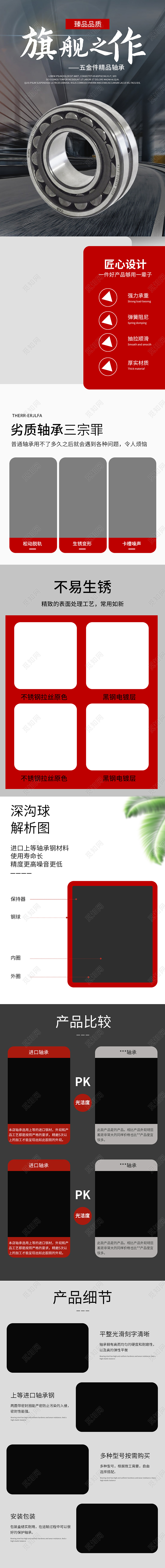 1688灰色磅礴大气建筑五金建材汽车零件轴承五金详情页