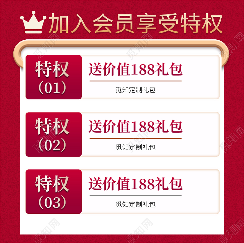 红色背景简约风格特权主图电商淘宝特权电子销售特权说明主图
