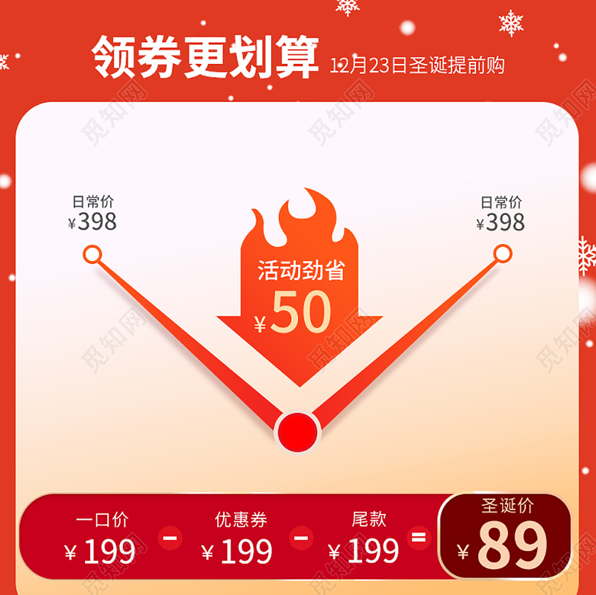 红色圣诞节活动主图氛围双旦主图直通车图圣诞主图