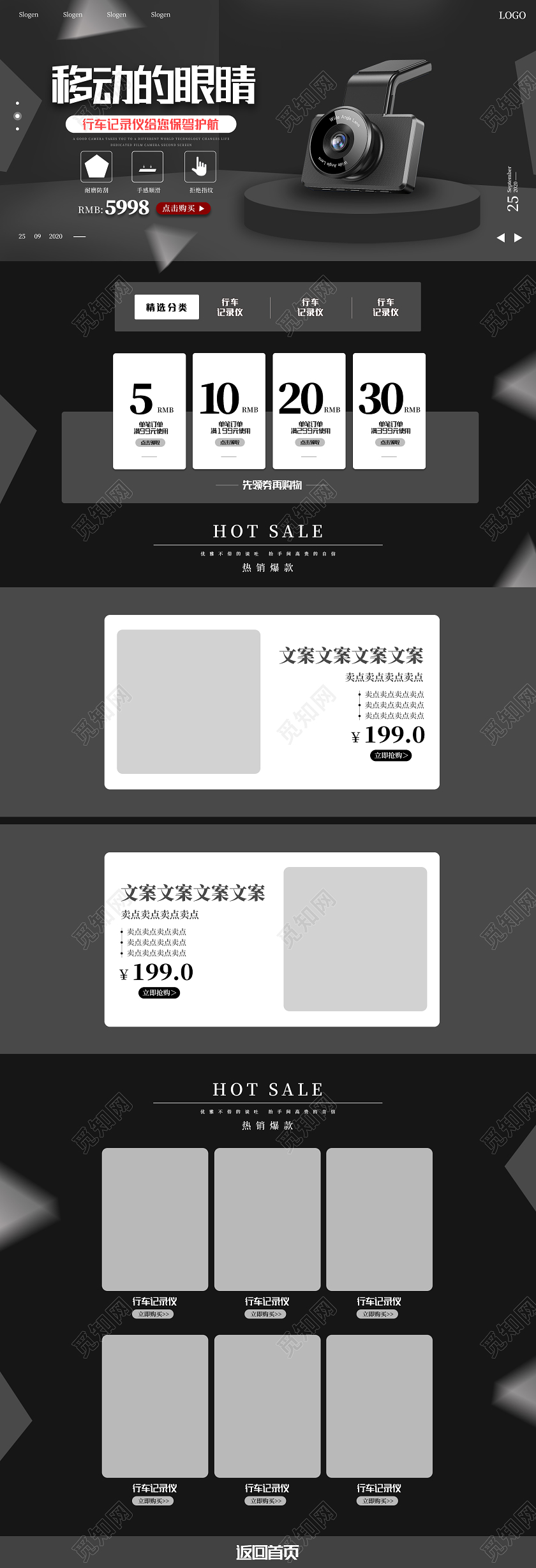 黑色简约大气移动的眼睛行车记录仪首页汽车首页