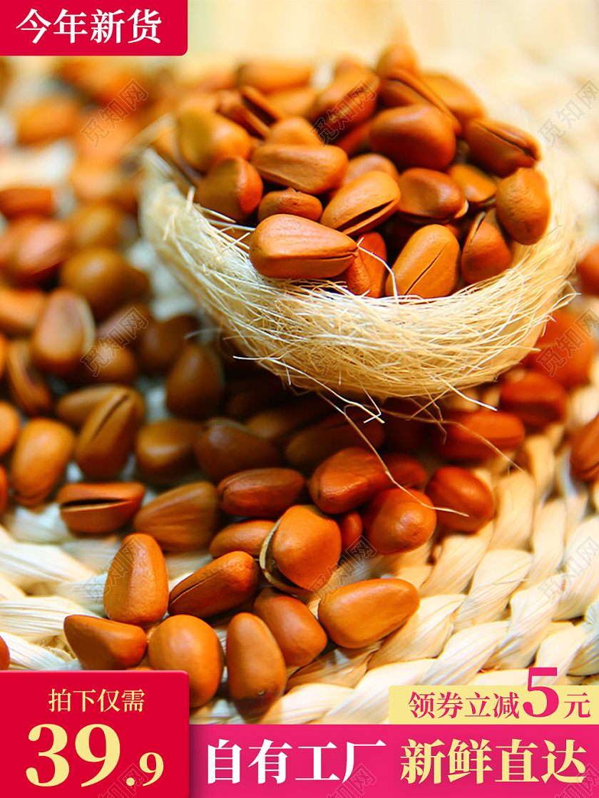 红色大气高级简约新货松子新鲜松子新新鲜直达松子主图直通车