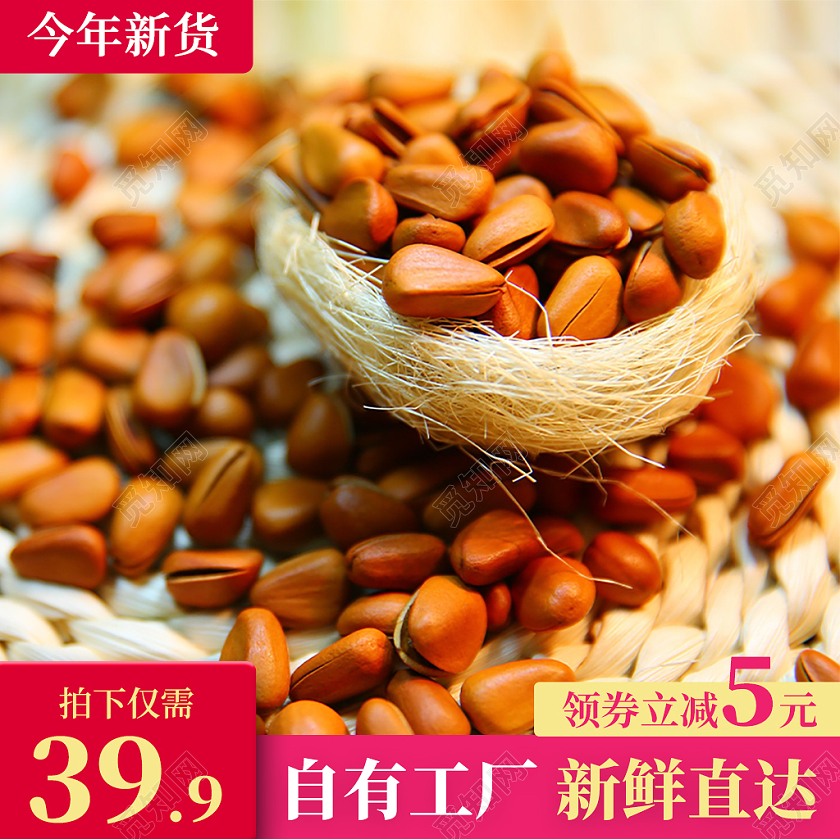 红色大气高级简约新货松子新鲜松子新新鲜直达松子主图直通车
