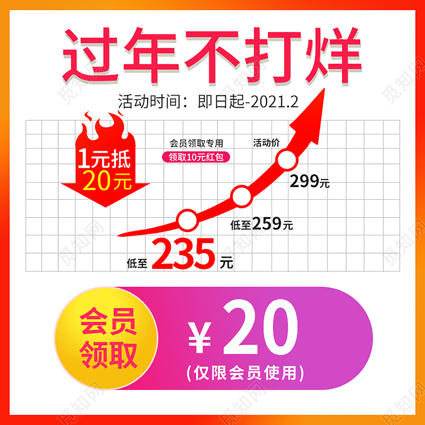 橙白简约过年不打烊天猫年货节主图过年不打烊主图