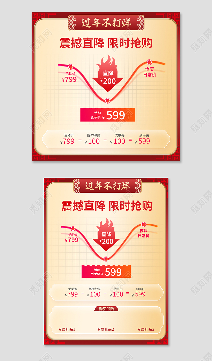 红色简约过年不打烊价格曲线主图直通车