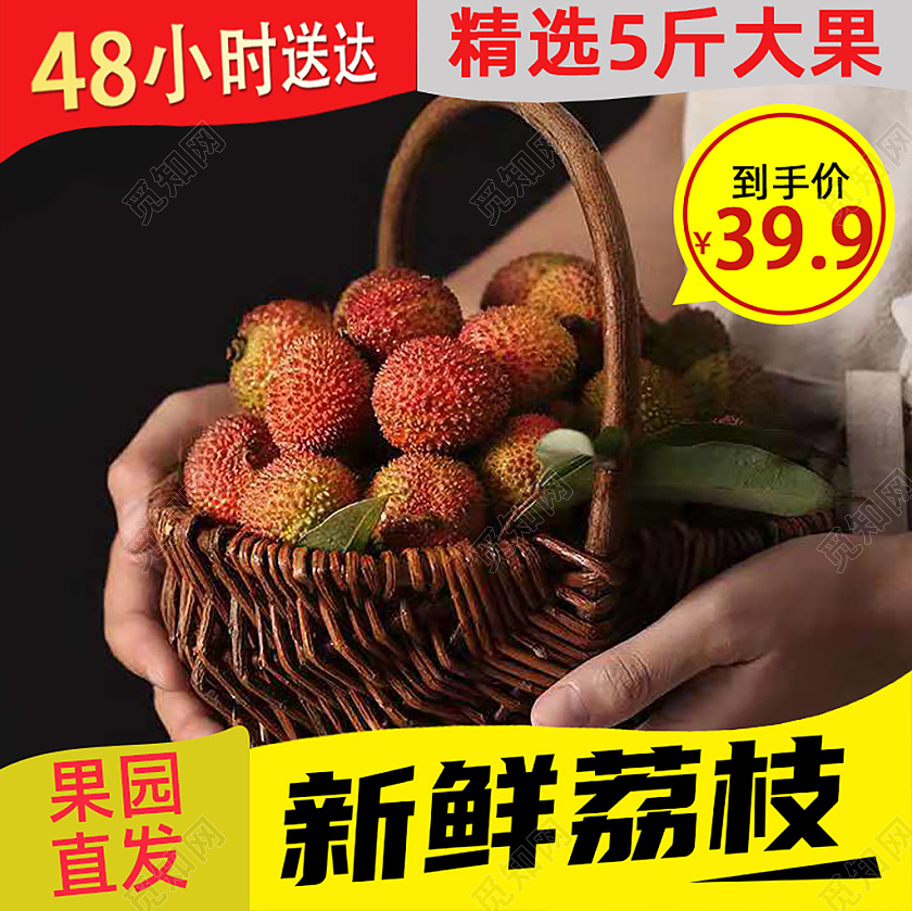 简约新鲜荔枝水果荔枝妃子笑主图直通车