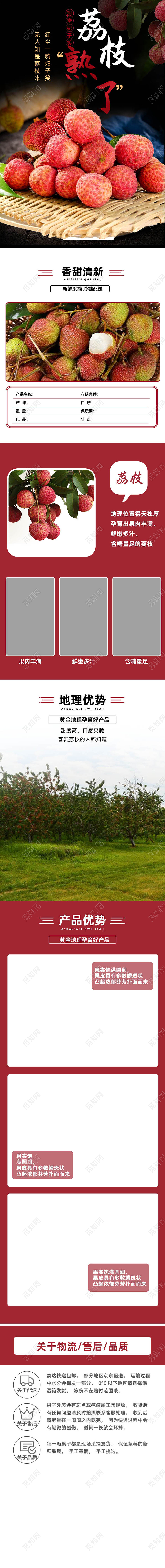 黑色大气荔枝熟了水果荔枝妃子笑详情页