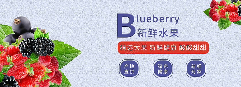 蓝色简约新鲜水果促销水果海报banner