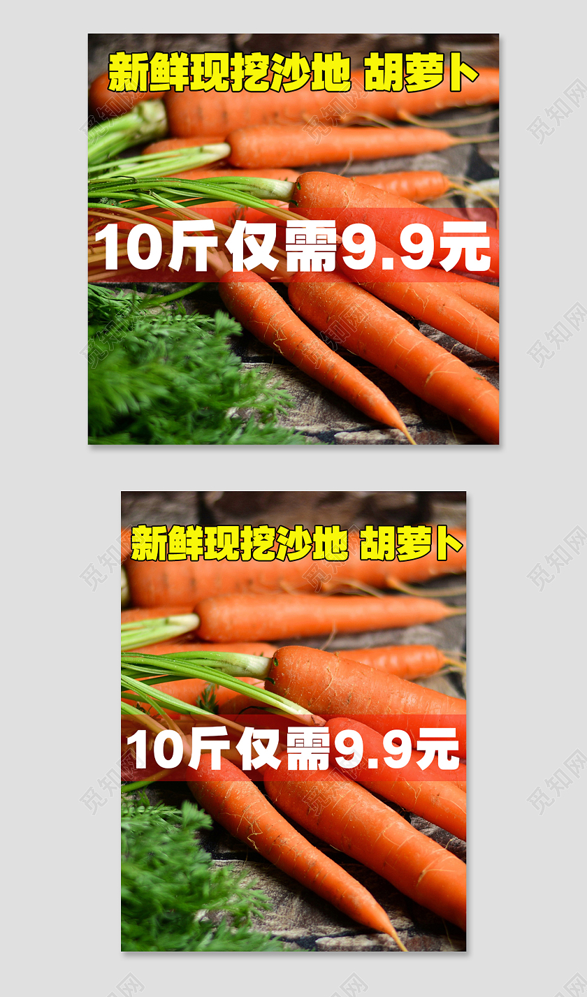 白色简约新鲜现挖沙地胡萝卜蔬菜主图