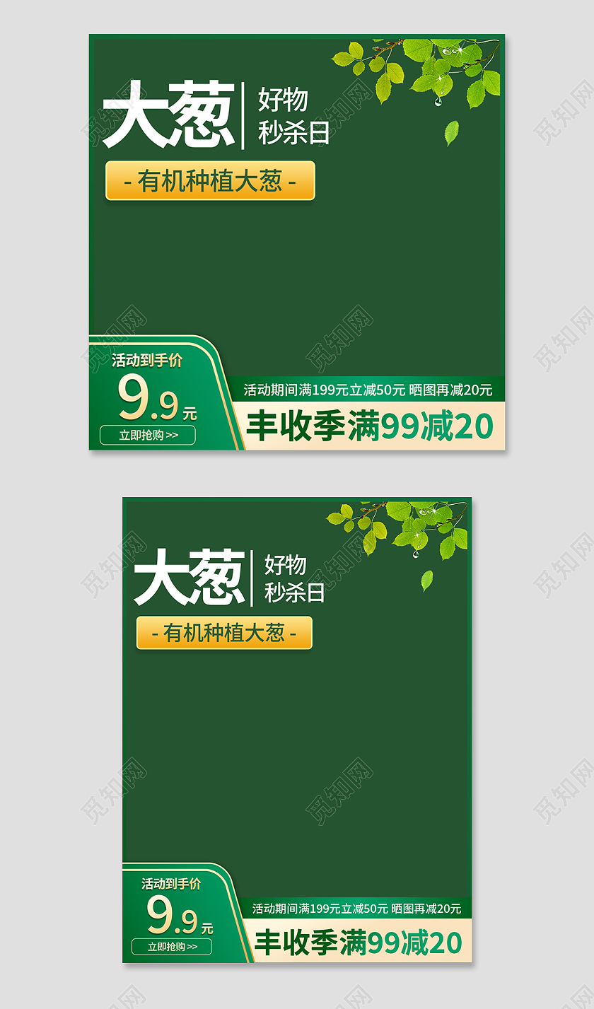 绿色简约风大葱蔬菜主图直通车