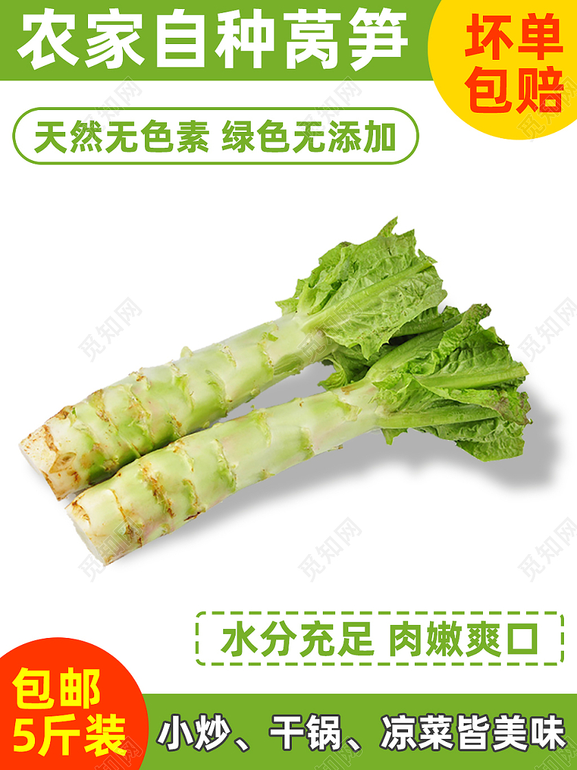 绿色农家自种莴笋肉嫩爽口电商淘宝蔬菜主图