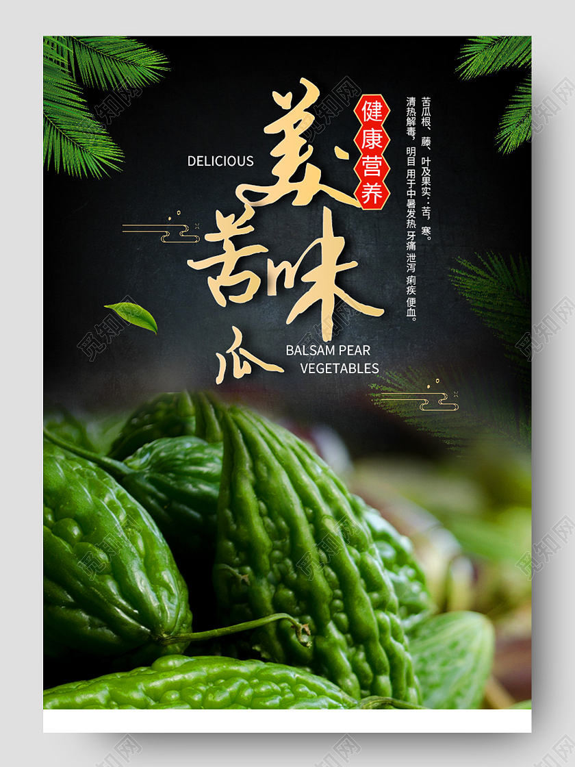 绿色渐变美味苦瓜生态种植苦瓜详情页蔬菜详情页