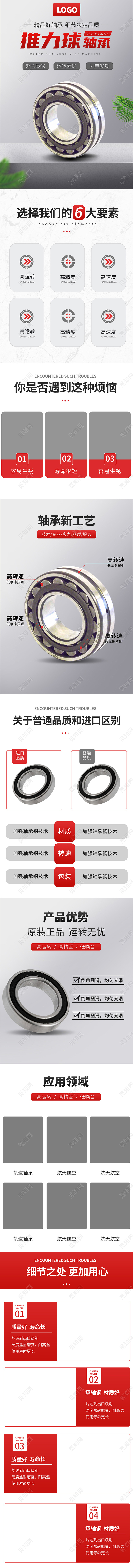 1688黑白简约推力球轴承五金零件配件详情页机械详情页