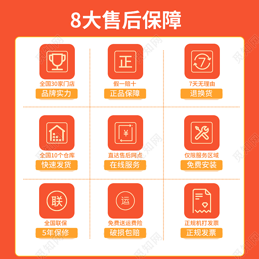 红色简约电器百货售后保障京东淘宝天猫主图直通车售后保障主图