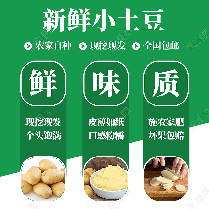 绿色简约风新鲜小土豆蔬菜生鲜土豆主图直通车