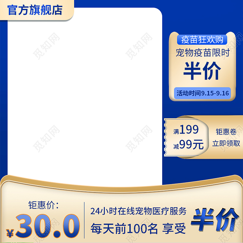 蓝色简约宠物医疗活动大促宠物医疗主图