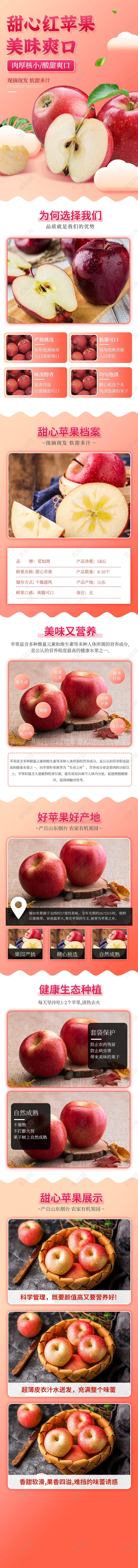 红色饱满红苹果甜心红苹果美味爽口水果生鲜苹果详情页